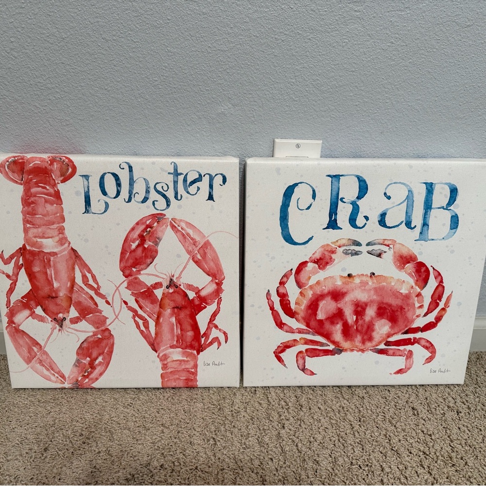 Never Used! Set of 2 - Acrylic Painting Print on Wrapped Canvas. 14” x 14” x 2”